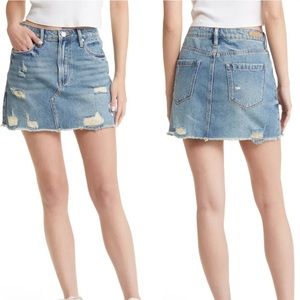 Blank NYC Distressed Denim Mini Skirt